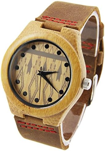 Shou&amp;bz The new wood watches / Unisex / natural wood / bamboo / couple watch / leather strap / Gift / wearable / Accessories , 44mm