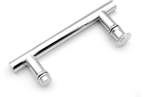 Jelter Lot de 1 poignée de porte ronde en verre et acier inoxydable pour cabine de douche, 145 mm de trou à trou central (1)