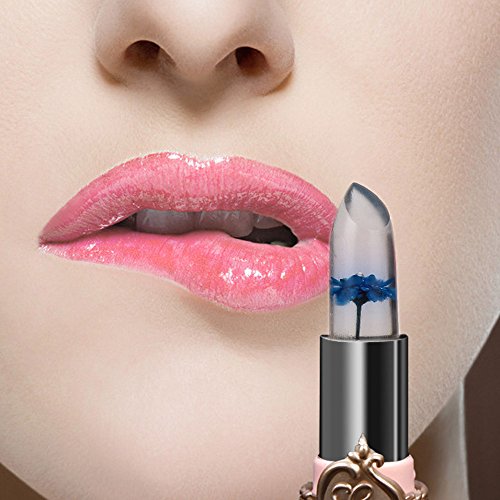 Tonsee Blumen Gelee Transparente Farbe ändern Lippenstift Crystal Feuchtigkeitsspendende Feuchtigkeitsspendende Lippenbalsam Non-marking Wasserdicht,Blau - 4