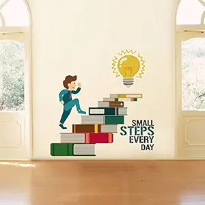 Rawpockets Decals  Small Steps Every Day Motivation Quote Large Size Wall Sticker ( Wall Coverage Area - Height 85 cms X Width 85 cms )(Pack of 1)