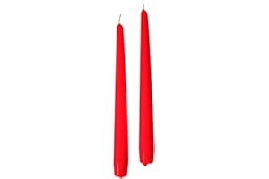 10 Candele coniche Cereria di Giorgio Ø 2,2 cm Altezza 25 cm - Candele Decorative per la casa – Colore Rosso – Durata 7 Ore – Inodore – Cera vegana Naturale – Senza Olio di Palma – Made in Italy