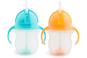 Munchkin Click Lock Tip & Sip Straw Cup Set | Baby Toddler Sippy Cups with Straw | BPA Free |Leakproof Cup| Dishwasher Safe | Baby Cup Weighted Straw | Baby Bottles -7oz/207ml