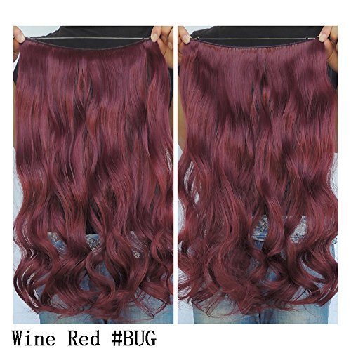 Secret Halo Hair Extensions Flip in Curly Wavy Hair Extension Synthetic Women Hairpieces 20" (Wine Red)