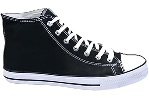 Divadames Womens High Top Lace Up Flat Canvas Pumps Ladies Casual Plain Shoes Size