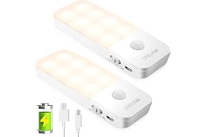 Oreunik Luce Notturna LED, Luce Armadio con Sensore di Movimento,ON/AUTO/OFF, Lampada LED Ricaricabile USB,Magnetica, per Soggiorno, Camere da Letto, Scale, Armadi, Cucine, Corridoio (2 Pezzi)