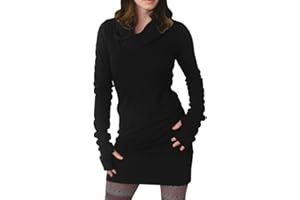 MINETOM Mujer Manga Larga Capucha Bodycon Suéter Camisa Mini Vestido Largo Camisas Pullover