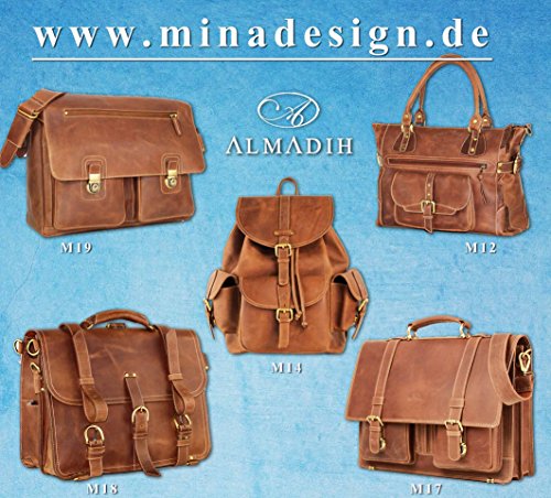 ALMADIH XL Leder Rucksack „M14“ aus echtem Rindsleder – Aktentasche Laptoptasche Schultertasche Umhängetasche Vintage braun - 7