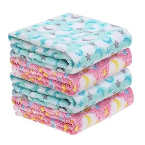 EXPAWLORER 3 Pack Pet Blanket - Super Soft Premium Fleece Small Dog Blanket for Puppy Cat Kitten with Cute Moon and Star Patterns, Pet Throw Blanket, New Puppy Supplies