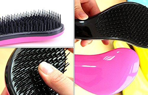 Veewon Entwirren Haar Bürsten Set (Rosa & Schwarz) – Effektive Detangler Haarbürste für Frauen, Mädchen, Männer und Jungen-Use als Kamm oder Haarbürste – Zur Verwendung in dünne, dicke, Gelockt, Glattes, Nass, trockenes Haar - 6
