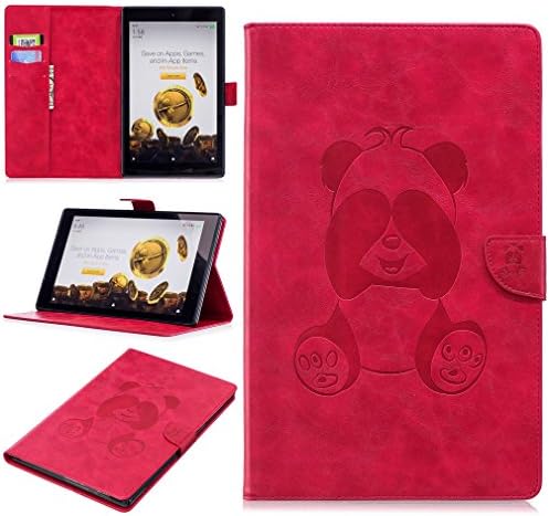 LMAZWUFULM Case for Amazon Fire HD 10 2017 (10,1 Inch) PU Leather Case Magnetic Closure Shy Panda Pattern Flip Cover Red