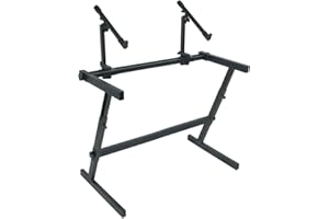 QUIK LOK - Z/726L SUPPORTO A "Z" PER DUE TASTIERE, Due LIvelli Extra-Large, Regoilabile in Altezza, Secondo Piano totalmente Regolabile, Colore Nero
