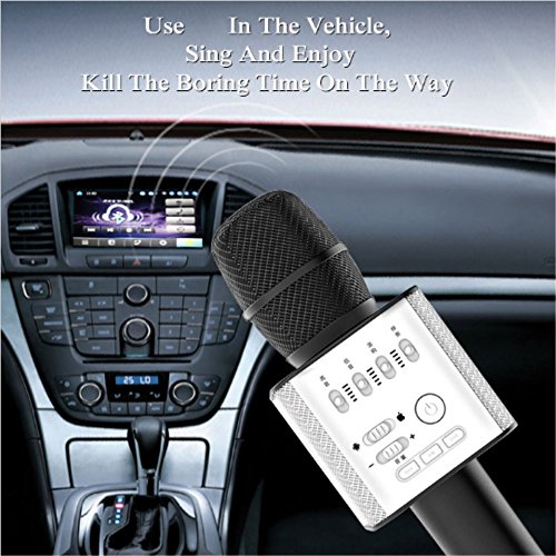 Icase4u Bluetooth karaoke microfono wireless Professional Player Altoparlante Con Borsa Da Trasporto Per Iphone Android, nero