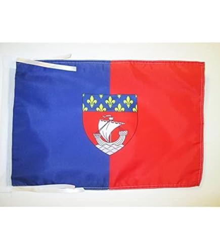 Drapeau De Table Département De Paris 15x10 Cm - Socle Plastique Noir, Hampe 25 Cm