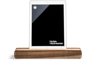 Coolinato Soundbar Holz, Halterung 30x4x9cm für Smartphone und Tablet, Handyständer und Verstärker, passiver Lautsprecher
