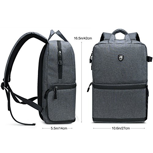 Sac    Dos Appareil Photo Sac de Cam  ra Voyage   tanche en Nylon pour Canon Nikon Sony  Gris Fonc   