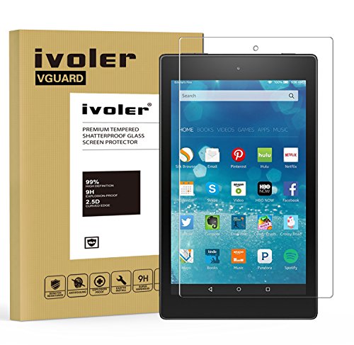 iVoler Schutzfolie Panzerglas Folie Displayschutzfolie für Neue Fire HD 8 [2017 Version] / Fire HD 8 [2016 Version] / Fire HD 8 [2015 Version]