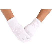 HatStar Guanti bianchi | con bande in taglia unica | accessorio per costume Babbo Natale | per uomo e donna | Halloween, carnevale e carnevale, bianco, m