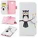 Produktbild Samsung Galaxy J3 2017 DUOS Hülle Leder Flip Case Eule Muster, Samsung J330 Galaxy J3 2017 DUOS Lederhülle Protective Cover Ledertasche Handyhülle Wallet Brieftasche Tasche Schutzhülle mit Kartenfach Standfunktion, Ahornblatt