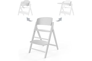 CYBEX Silla Alta CLICK & FOLD Dorada Juego 3 en 1, Incl. juego y bandeja para bebés, madera de haya/plástico, Todo blanco