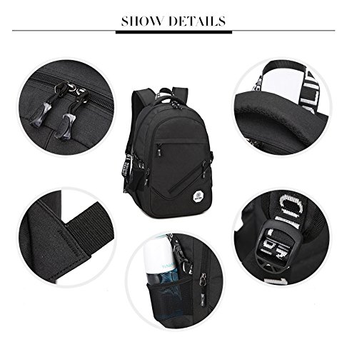 Herren Laptop Rucksack mit USB Aufladen Hafen-Kebos Wasserdicht Nylon Shulrucksack Daypack f  r Reise  Schule und Gesch  ftsreise mit 15 zoll Laptop