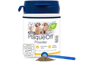ProDen PlaqueOff Powder for Dogs & Cats, Tartar & Bad Breath Remover 100% Natural Teeth Cleaner and Plaque Remover 60 g