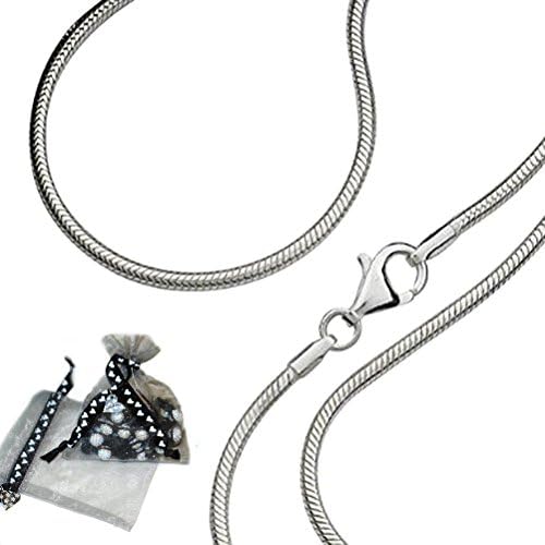 Solid Chain Company - 925 Sterling Silver 14" 16" 18" 20" Inch 1mm Thick Italian Snake Chain Necklace: 20inch/50cm-1mm-Snake-Chain Length ,With Lobster Clasp