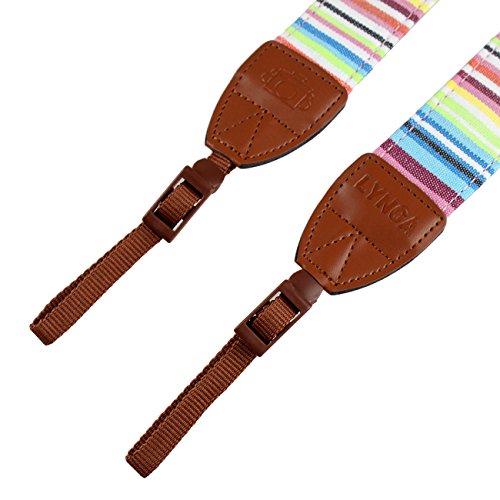 LYNCA L-254Z bandouli  re sangle de cou sangle d   paule amovible au style boh  me pour tous les appareils photo dslr Canon Nikon Sony Olympus Pentax etc  arc-en-ciel 