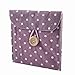 Woman Cotton Blends Dotted Sanitary Napkin Holder Bag Pouch White Light Purple