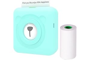 Bisofice A6 Mini Photo Printer, Mini Pocket Thermal Printer Wireless BT Picture Photo Label Memo Receipt Paper Printer AR Photo Function with USB Cable for Android iOS Smartphone Windows, Mint Green