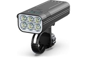 WASAGA Reflektor rowerowy, ładowane przez USB światła rowerowe wodoodporne światło przednie do roweru górskiego z 5 godzinami tryb wysokiego 6000 lumenów 5 trybów latarka czołowa do bezpieczeństwa jazdy na rowerze