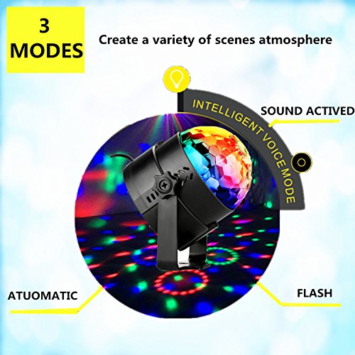 NIUBIER Discokugel Partylicht Discolicht led Disco Lichteffekte mit Fernbedienung-7 Farbe RGB Dj Licht Beleuchtung mit 3W, Musik-Modus und Auto-Modus DJ Party Licht Discokugel Bühnenbeleuchtung Led für Disco, Bar, Geburtstag party, Heimparty,Halloween, Hochzeit,Kinder Party, Tanzfläche und vieles mehr - 5