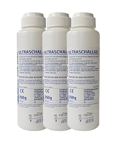 Preisvergleich Produktbild Ultraschallgel 250ml 3er Set (3 Flaschen) Kontaktgel Sono- Ultraschall- Gel Leitgel Tens AB Gym Gleitgel Tiga-Med