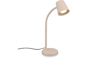 BRILONER - Schreibtischlampe mit Kabelschalter, schwenkbar, GU10, max. 9W, Tischlampe, Lampe, Nachttischlampe, Tischleuchte, Deko, Bürolampe, Leselampe Bett, Leselicht, 13x38,5 cm, Beige