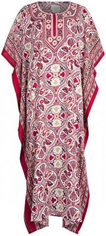 Mia Creations Floral Print Long Kaftan Plus Size Maxi Dress (Red)