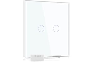BSEED Dimmer Schalter Led Dimmer Touch Lichtschalter 2-fach 1 weg Glas Touch Schalter Weiß Touchscreen-Funktioniert mit dimmer LED-Glühlampen