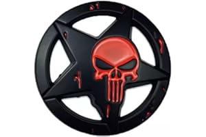 XCBW 3D Punisher Skull Stern Metall Emblem Badge Aufkleber Auto Kfz Sticker (Schwarz Rot)