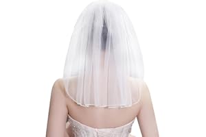 AWOCAN Voile de mariée Voiles de mariage courts pour femmes Voile de mariée à perles en strass Bandeau de mariée Décoration pour la fête de mariage