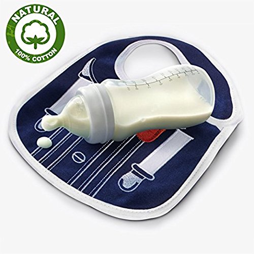 Lätzchen-Set „Babysaurus & Freunde“, bestickt, Klettverschluss, vollständig gefüttert mit Wasserdichter Beschichtung auf der Innenseite, 100% Baumwolle, einheitsgröße – Grün, Blau, Weiß, Baumwolle, bestickt, Lätzchen 4 Stück Geschenk-Set, Super Saugfähig, Süße Neugeborenen-Lätzchen, Designs: Krokodil, Elefant und Giraffe - 7