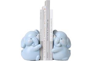 JARPSIRY Cute Hug Elephants Decorative Bookends, Unique Book Ends to Hold Books Creative Resin Book Holder Stopper for Home Office Desk Bookshelf Decoration