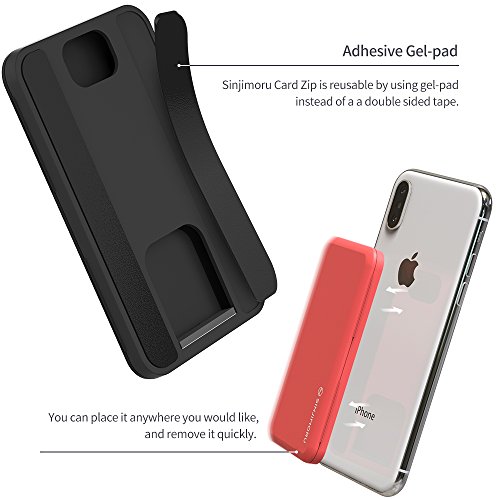 SINJIMORU Smartphone Kartenetui, Kartenhalter/Kartenfach fÃ¼rs Handy/Kreditkartenetui/Visitenkartenetui/Smart Wallet/Handy Kartenhalter/Handy Geldbeutel. Sinji Card Zip, Schwarz.