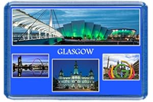 DOTTSMUSIC Glasgow - Postcard-Style Design - 7cm x 4.5cm - Novelty Tourism Fridge Magnet.