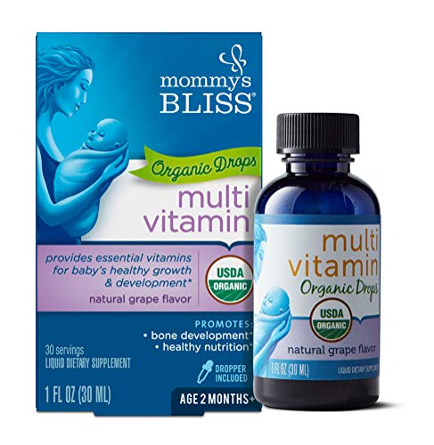 Mommy's Bliss - Sabor natural de la uva de las gotas orgánicas multi de la vitamina - 1 oz. fl.