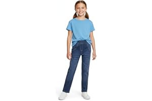 A2Z 4 Kids Girls Straight Fit Stretch Bootcut Jean Baggy Wide Leg Elastic Waist Bootcut Stretch Mid Blue Denim Pants Flared Jeans Relaxed Straight Leg Trousers Baggy Jeans Gift For Children 5-14 Years