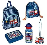 Kleiner Rucksack für den Kita-Start und praktisch für unterwegs! Passend für Trinkflasche, Brotdose und vieles mehr. Mit süßer Feuerwehr-Applikation, Stickereien und abnehmbarem Brustgurt. Maße: ca. 22 x 29 x 12 cm