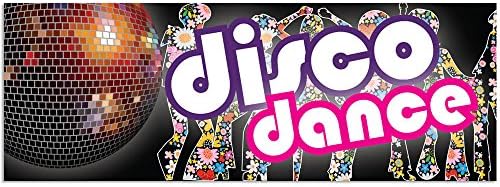 56cm 1970's DISCO DANCE Party Mirrorball Dancers PVC Sign Banner Decoration