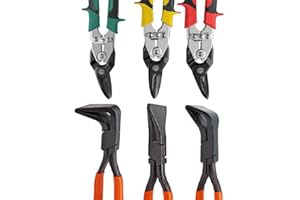 XERSEK 6tlg Cr-Mo Steel Falzzangen (L-280mm | HRC 30-35 | 0° 45° 90°) + Blechscheren (L-250mm | HRC 56-62 | Linker, Rechter, Gerader Schnitt) Biegezange Abkantzange Blechzange Dachdecker Klempner Zange