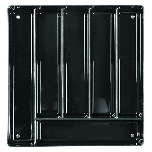 InterDesign 55937EU Linus Küchenschubladen-Organizer für Besteck, Pfannenmesser, Utensilien - schwarz, Plastik, Black, 34,3 x 34,8 x 5,1 cm
