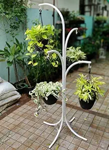 S.F.Decor Iron Indoor/Outdoor Flower Pot/Plant Stand for Home Garden or Balcony Decor || 45 INCH || (White)