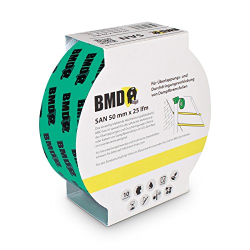 BMD – san Klebeband (Grün – 50mm x 25lfm) zur Verklebung von Dampfsperrfolien, Dampfbremsfolien, Dampfbremse, Dampfsperre - 3