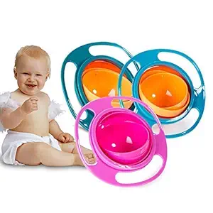 Laley Food Bowl for Baby and Kids | Portable Baby Bowl 360 Degree Rotation Spill Proof | Kids Feeding Bowl | BPA Free (Pack of 1, Multicolored)